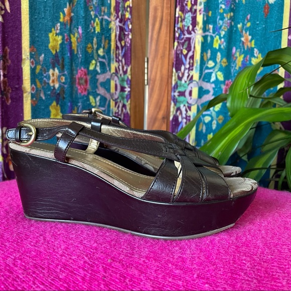 Coach Mollie Brown Leather Wedge Slingback Sandal - Size 6 - Picture 9 of 14